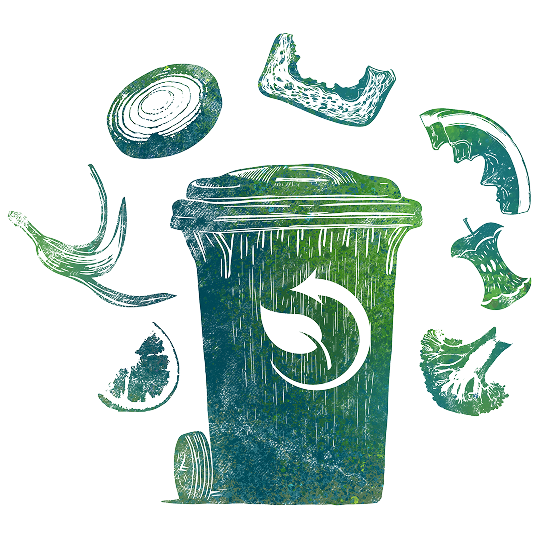Green Materials Bin with Food Scraps Circling